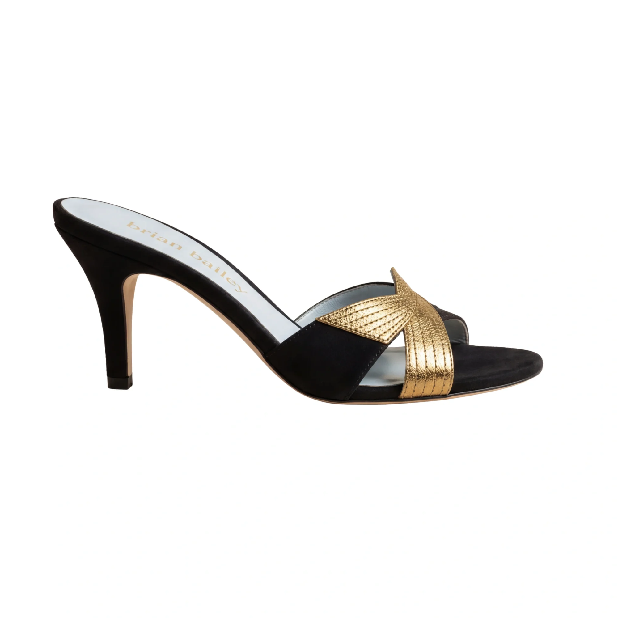 Midnight Noir Gilded Butterfly Mules