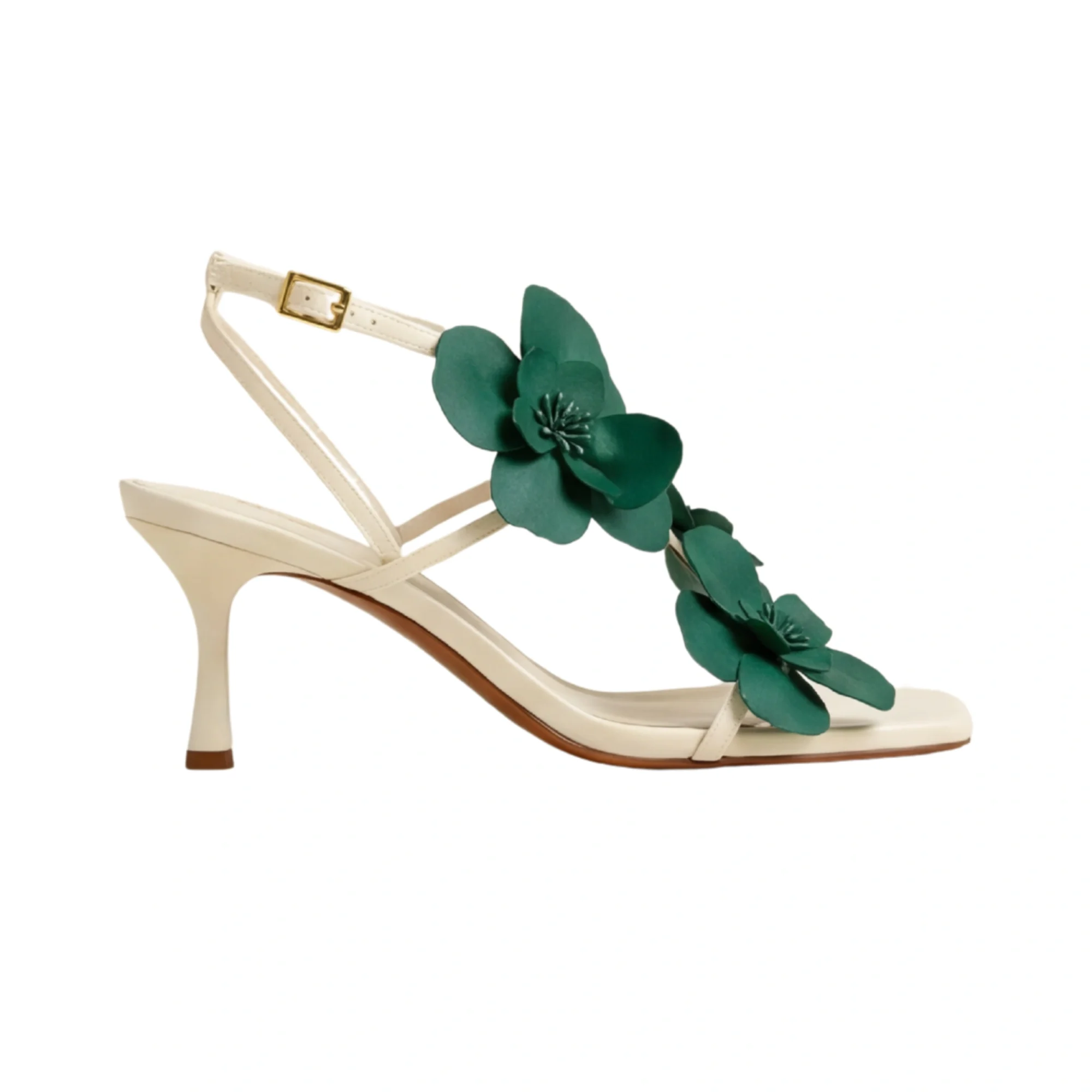 Jade Blossom Kitten Heel Sandals