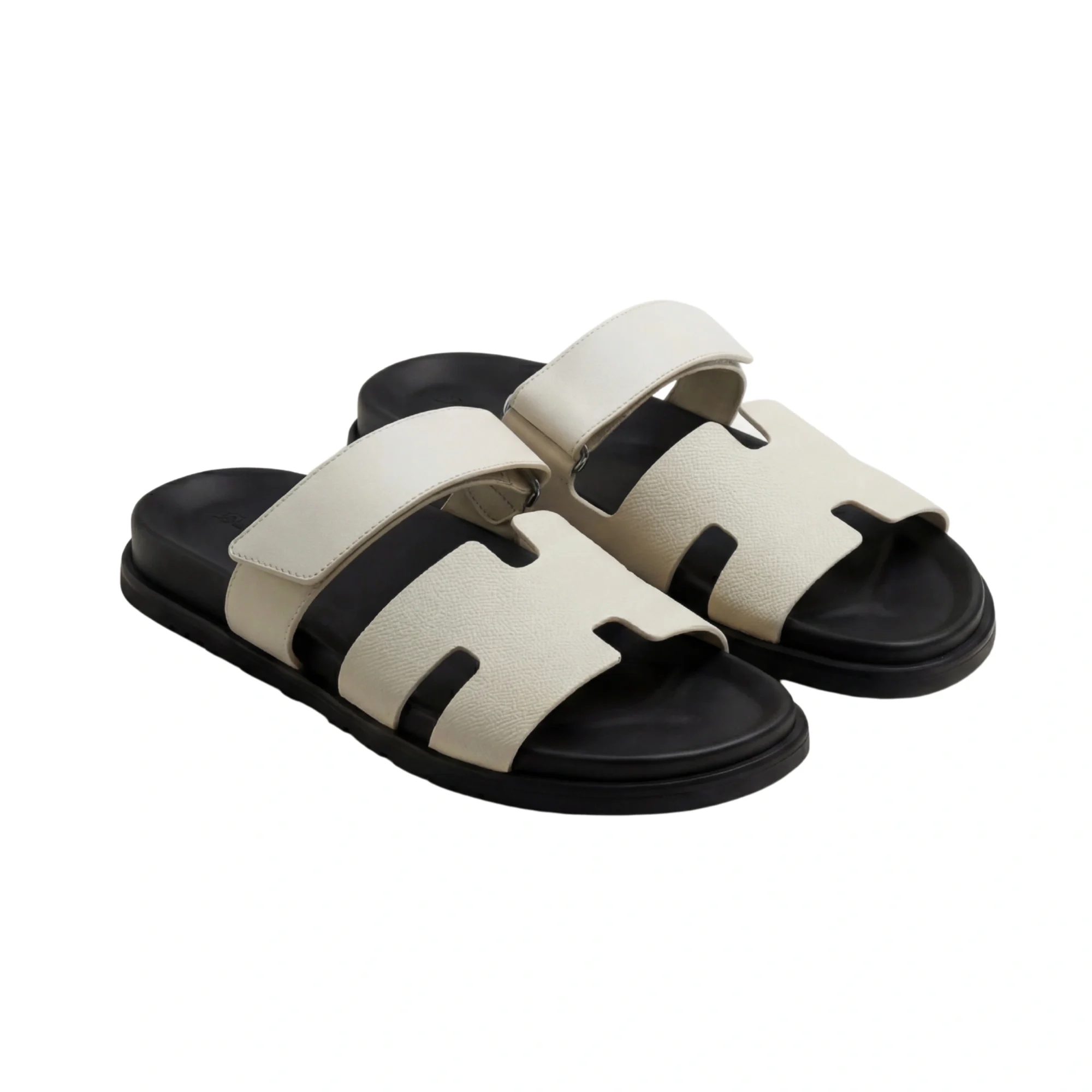 Chic Ivory Cut-Out Leather Slides