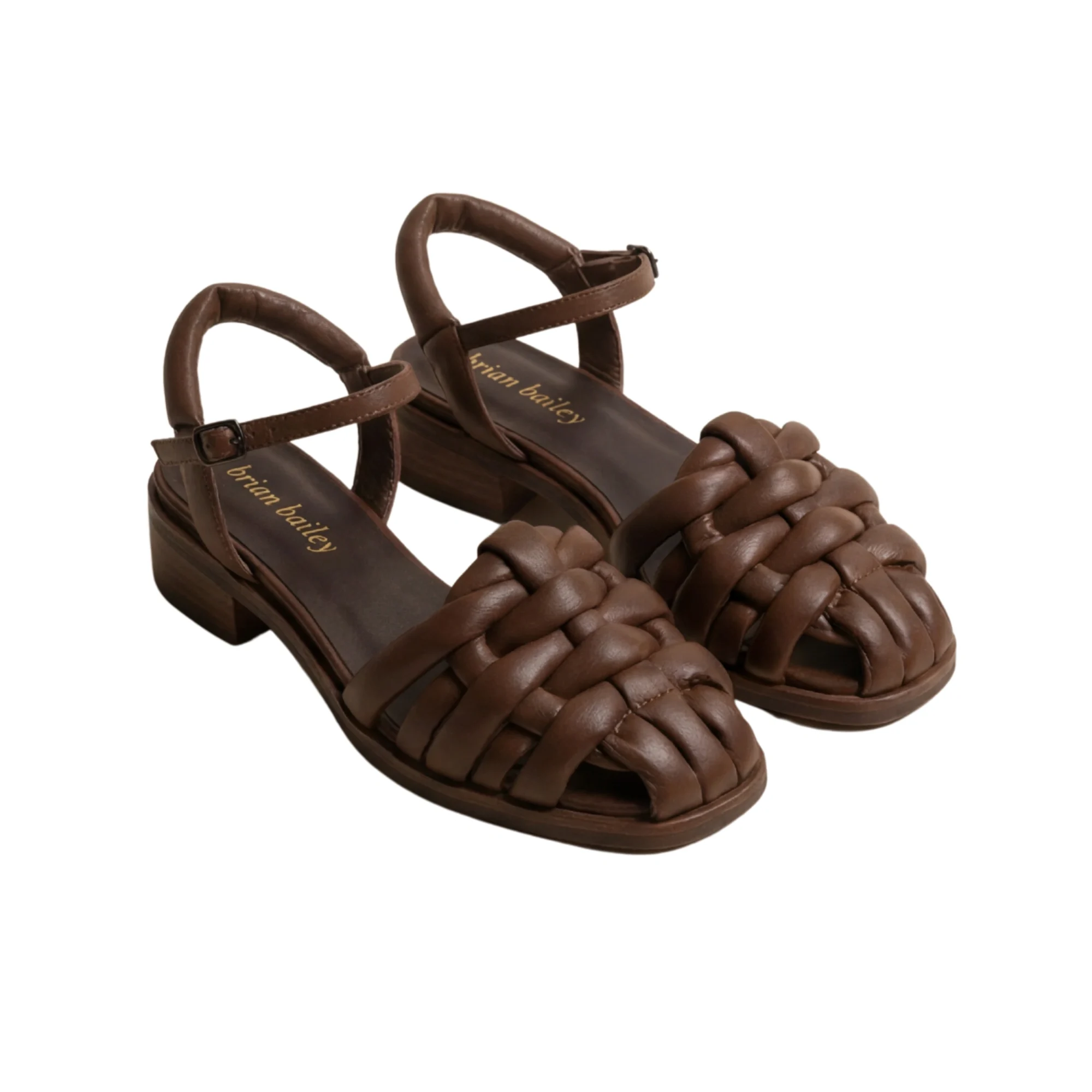 Earth-Tone Braided Ankle-Strap Sandals